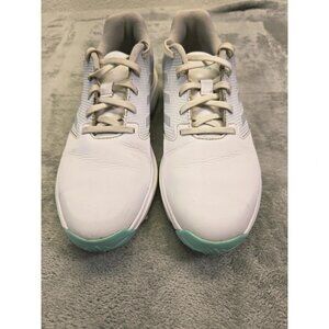 Adidas Bounce Golf Shoes Womens 6 White/Teal Leather EVN791001
